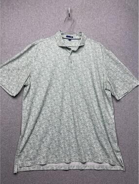 Stitch Golf Polo Mens XL Green Wave Print Performance Quiet Luxury Coastal Prep